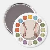 Aimant Cercle de baseball coloré (Recto/Verso)