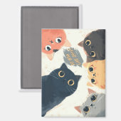 Aimant Cercle de chats mignons – Illustration de chat Kaw (Recto/Verso)