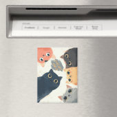 Aimant Cercle de chats mignons – Illustration de chat Kaw (In Situ (Lave-vaisselle))