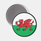 Aimant Cercle de drapeau de qualité galloise (Recto/Verso)