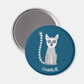 Aimant Cercle Tail Lemur Nom personnalisé (Recto/Verso)