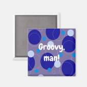 Aimant Cercles Bleus Rétro & Ovales Royal Periwinkle Aqua (Recto/Verso)