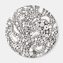 Cercles Carrés Ondulés Abstraits Dessin au Stylo