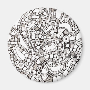 Aimant Cercles Carrés Ondulés Abstraits Dessin au Stylo