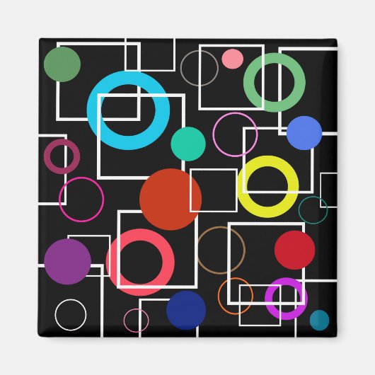 Aimant Cercles colorés et carrés blancs (Devant)
