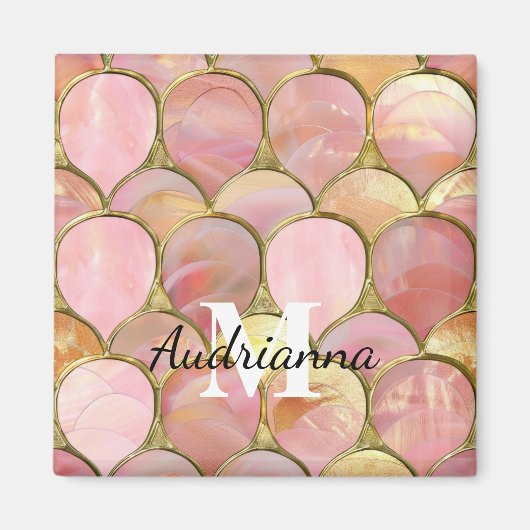 Aimant Cercles de glamour rose chic (Devant)