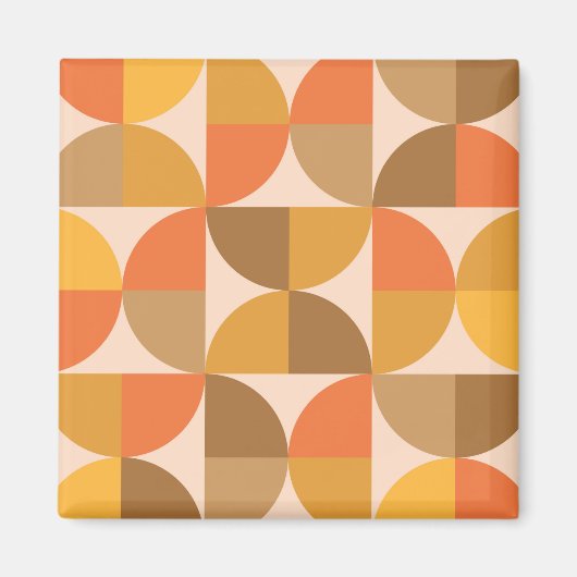Aimant Cercles demi orange et marron du milieu du siècle  (Devant)