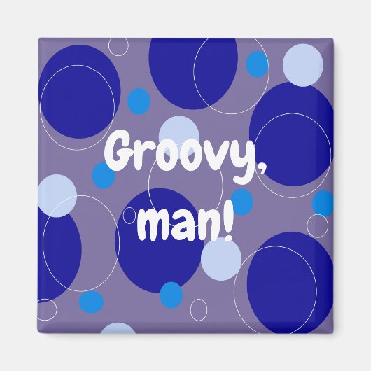 Aimant Cercles et ovales bleus rétro bleu royal aqua (Devant)