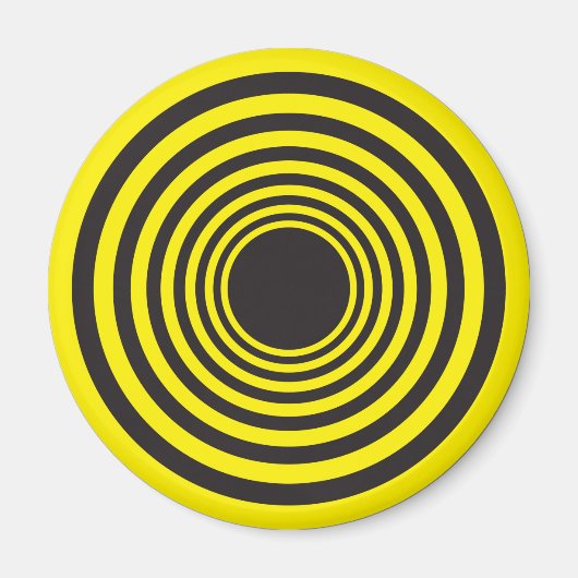 Aimant Cercles hypnotiques jaune sur noir (Devant)