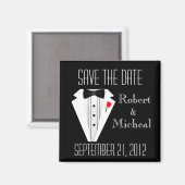 Aimant Cérémonie Gay-Tuxedo-Black Mariage de Cravate (Recto/Verso)