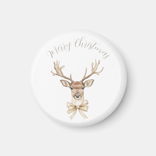 Aimant Cerf à l'arc doré de Noël (Devant)