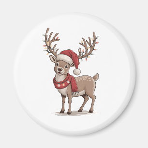 Aimant Cerf Animal Noël Cerf Chapeau de Père Noël Xmas