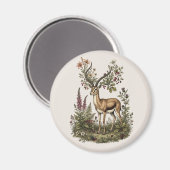 Aimant Cerf aux fleurs sauvages  (Recto/Verso)