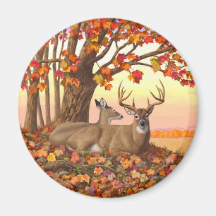 Aimant Cerf blanc en automne Nouvelle-Angleterre Couleurs