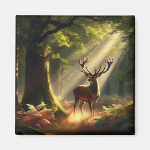 Aimant Cerf dans la forêt matinale