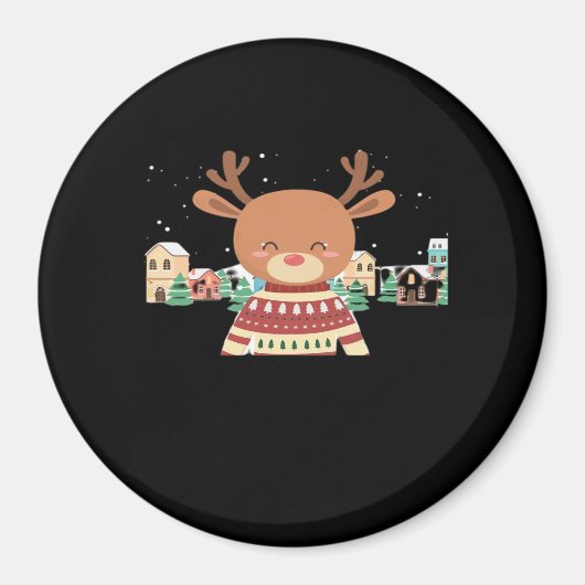 Aimant Cerf de Noël mignon design minimal  (Devant)