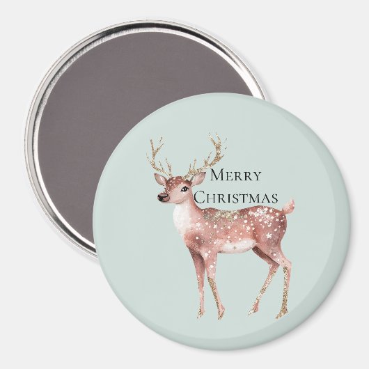 Aimant Cerf de Noël personnalisé (Recto/Verso)