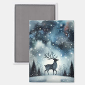 Aimant Cerf de nuit d'hiver étoilé (Recto/Verso)