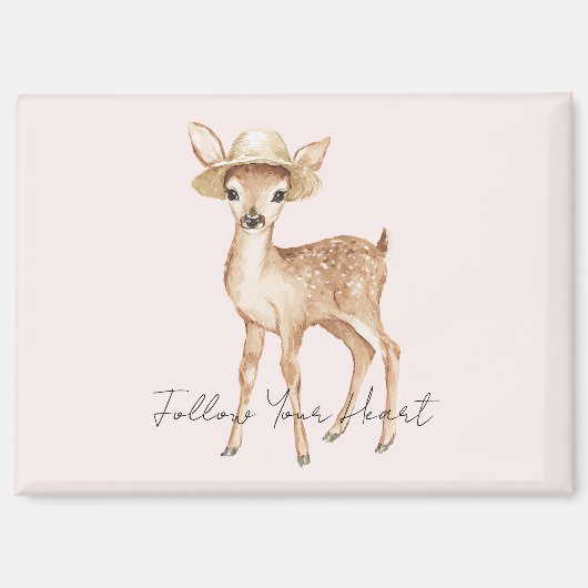 Aimant Cerf doux avec chapeau (Recto)