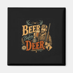 Aimant Cerf drôle chasse bière papa fête des pères rétro 