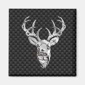 Aimant Cerf en argent élégant sur fibre de carbone (Devant)