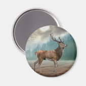 Aimant Cerf Lone Dans La Forêt Misty (Recto/Verso)