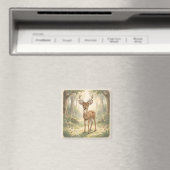 Aimant Cerf mignon vintage dans la forêt (In Situ (Lave-vaisselle))