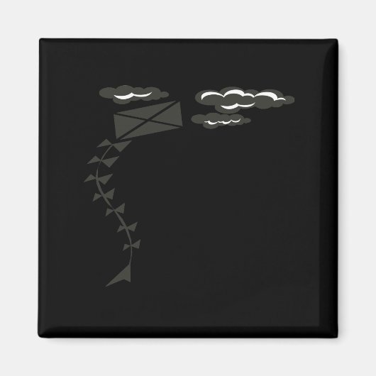 Aimant Cerf-volant noir et blanc (Devant)
