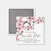 Aimant Cerise Blossom mariage rose Enregistrer la date Ma (Recto/Verso)