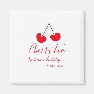 Aimant Cerise deux 2e anniversaire rouge cerise enfants s