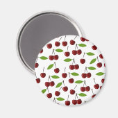 Aimant Cerise Rouge, Motif De Cerises, Feuilles, Fruits (Recto/Verso)