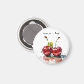 Aimant Cerises amoureuses en Aquarelle, sur mesure (Recto/Verso)