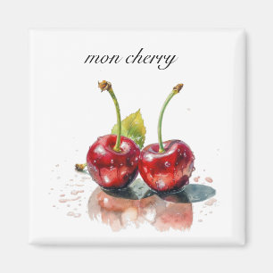 Aimant Cerises amoureuses en Aquarelle, sur mesure
