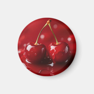 Aimant Cerises Brillantes Fantaisie au Sirop Rouge