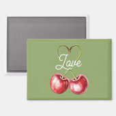 Aimant Cerises Rouges Feuilles Vertes (Recto/Verso)