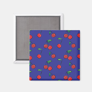 Aimant Cerry Berries Rouge Motif moderne Retro Blue Fun