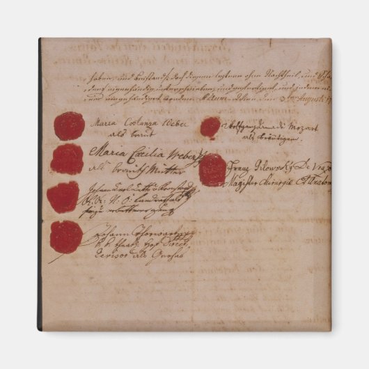Aimant Certificat de mariage de Wolfgang, Mozart et Weber (Devant)