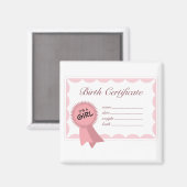 Aimant Certificat de naissance de fille (Recto/Verso)