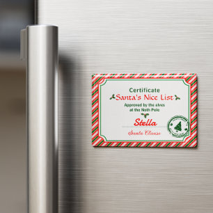 Aimant Certificat de Noël Liste des Enfants Sages de Sant