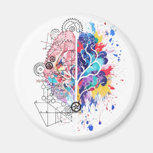 Aimant Cerveau gauche vs cerveau droit : œuvre d'art créa
