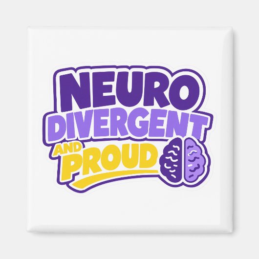 Aimant Cerveau neurodivergent et fier (Devant)
