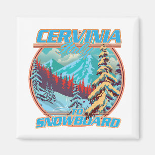 Aimant Cervinia italie logo de snowboard