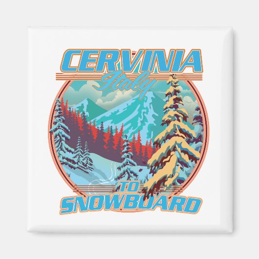 Aimant Cervinia italie logo de snowboard (Devant)