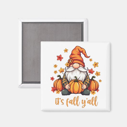 Aimant C'est Automne Y'all Gnomes Citrouille Automne Than (Recto/Verso)