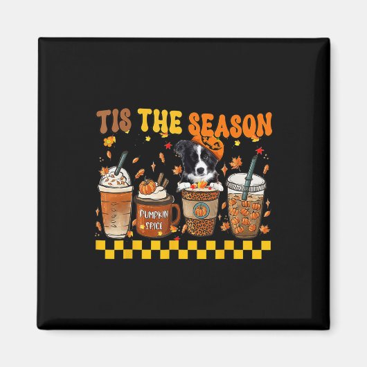 Aimant C'Est La Saison Citrouille Café Frontière Collie H (Devant)