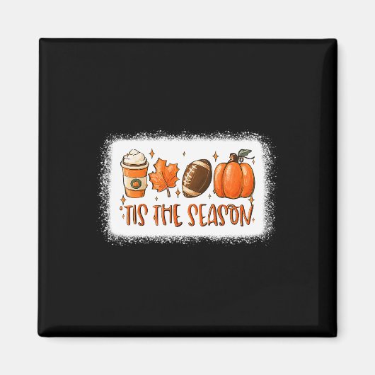 Aimant C'Est La Saison Citrouille Leaf Latte Fall Footbal (Devant)