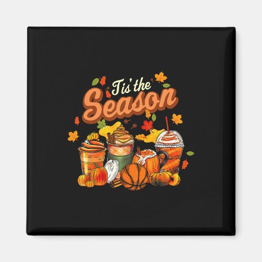 Aimant C'Est La Saison Citrouille Leaf Latte Fall Volleyb (Devant)