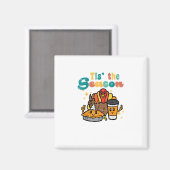 Aimant C'est la saison dinde café rétro Thanksgiving Fa (Recto/Verso)