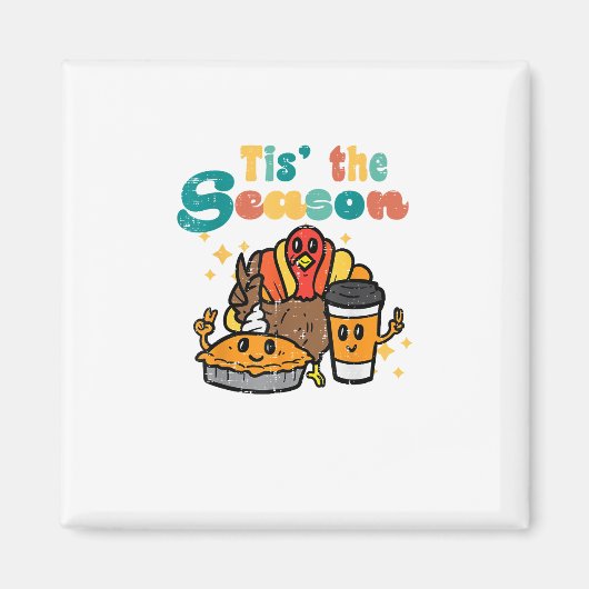 Aimant C'est la saison dinde café rétro Thanksgiving Fa (Devant)