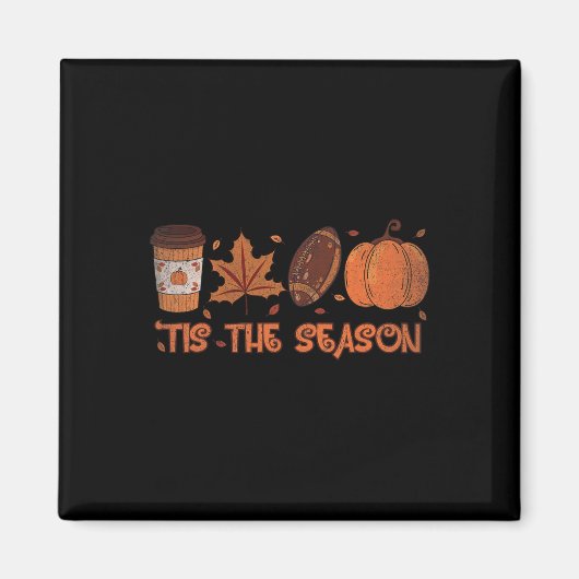 Aimant C'Est La Saison Football Citrouille Automne Thanks (Devant)